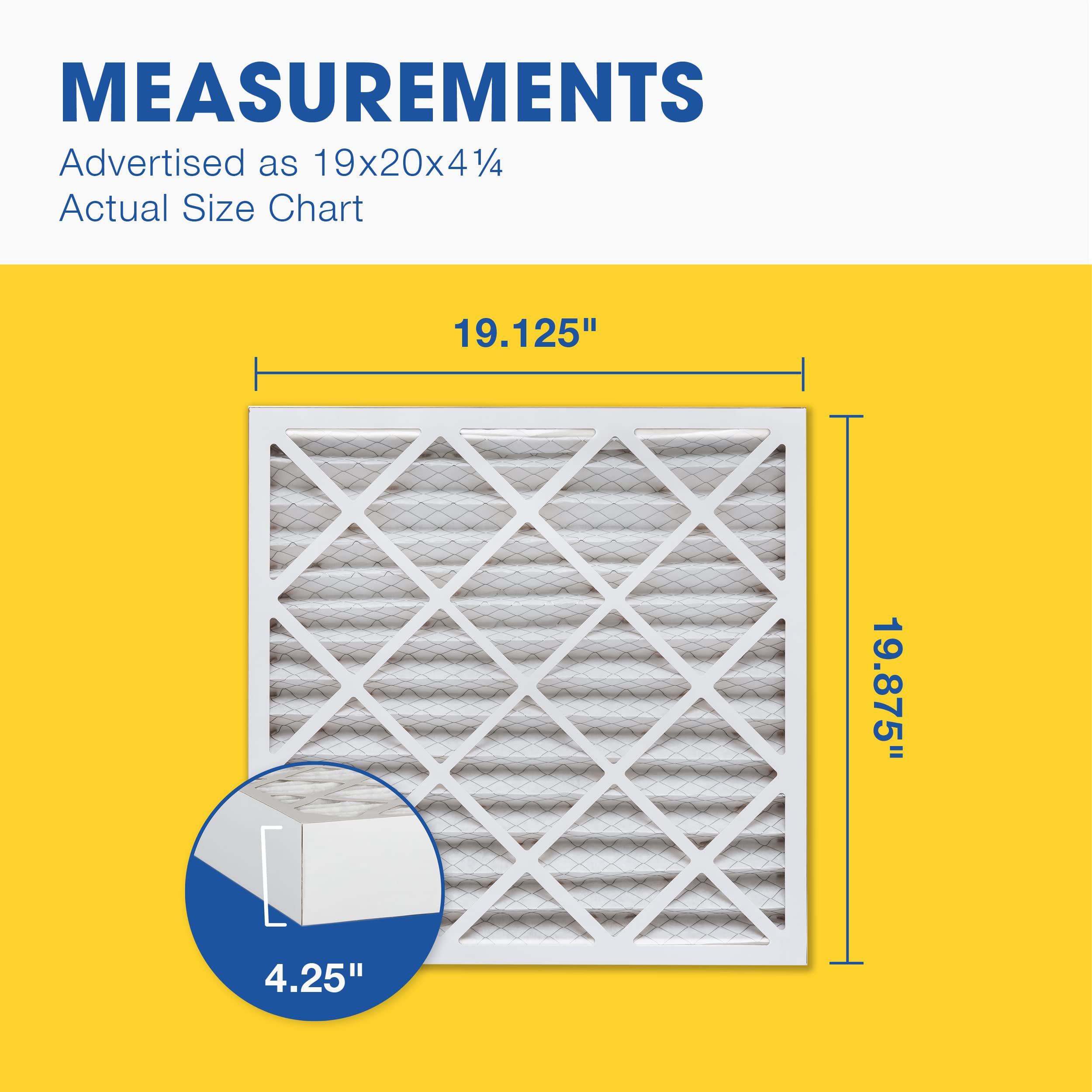 aerostar 19x20x4 1/4 merv 11 pleated replacement air filter for bryant carrier filccfnc0021, 2 pack (actual size: 19 1/8" x 1