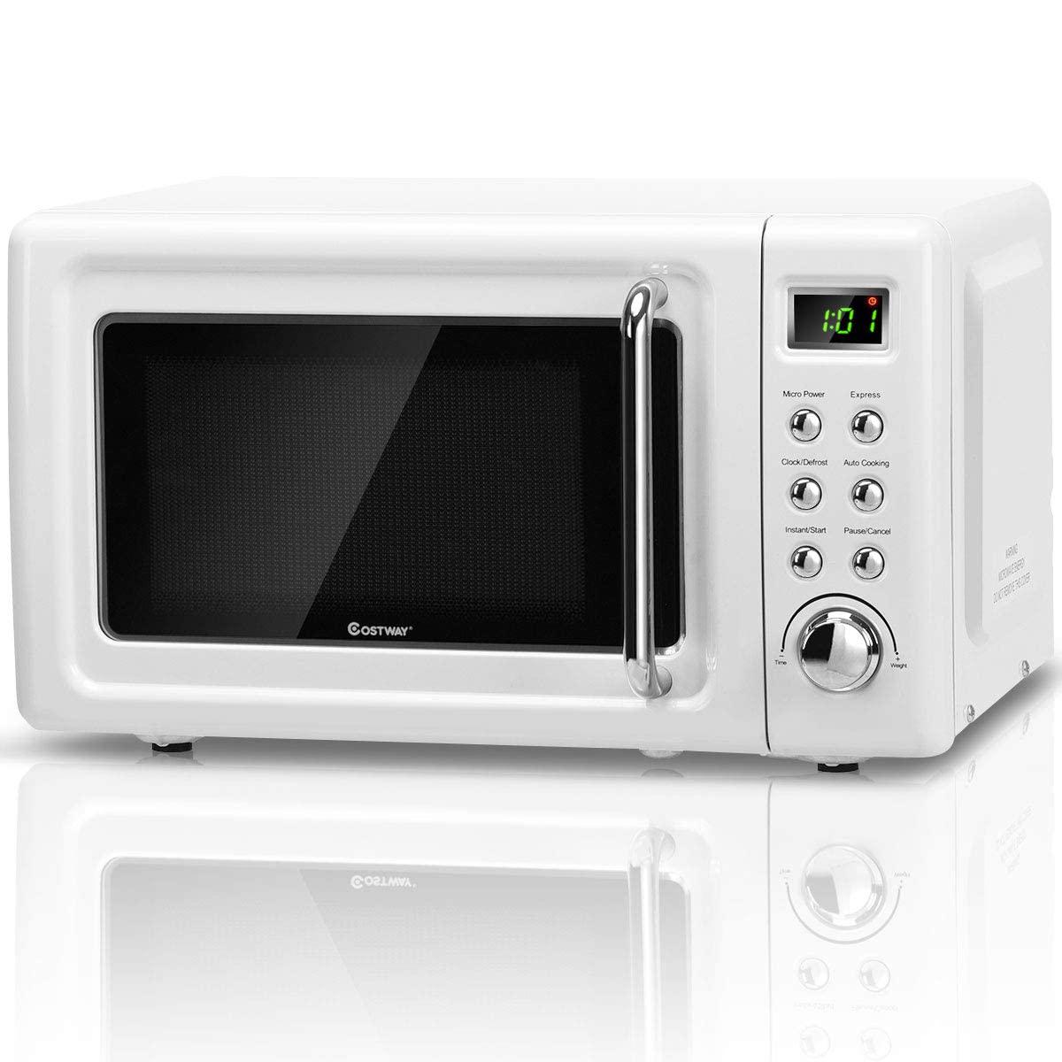 Nightcore retro countertop microwave oven, large 0.7cu.ft, 700-watt, cold rolled steel countertop with time setting, glass turntable pl