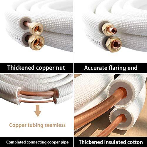 wostore 50 ft. copper pipes 1/4" & 3/8" for mini split air conditioner insulated coil line set made in usa hvac refrigerant w