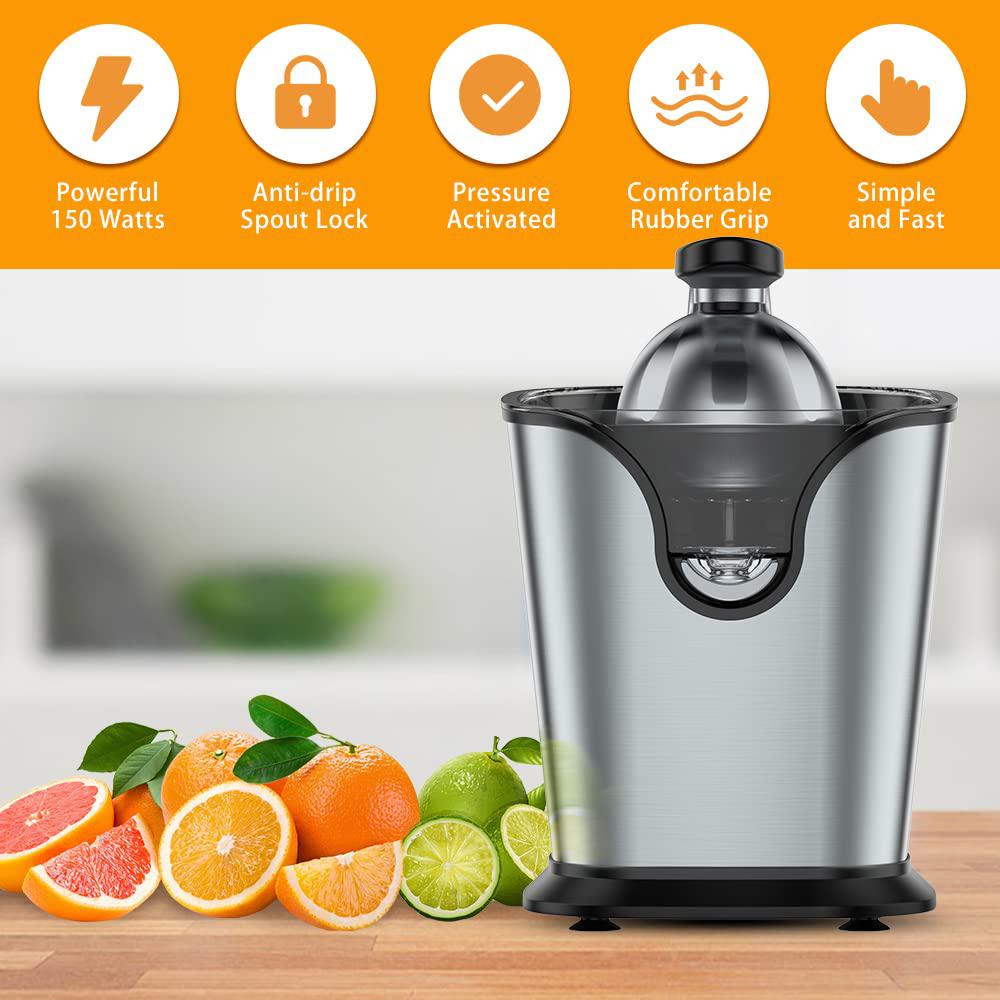 ainclte electric citrus juicer squeezer stainless steel 150 watts of power for orange lemon lime grapefruit juice with soft r