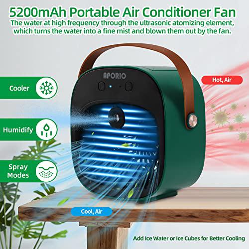 aporio portable air conditioner-5200mah rechargeable personal air cooler with 3 speeds duration 5-10 hrs, quiet mini air conditioner