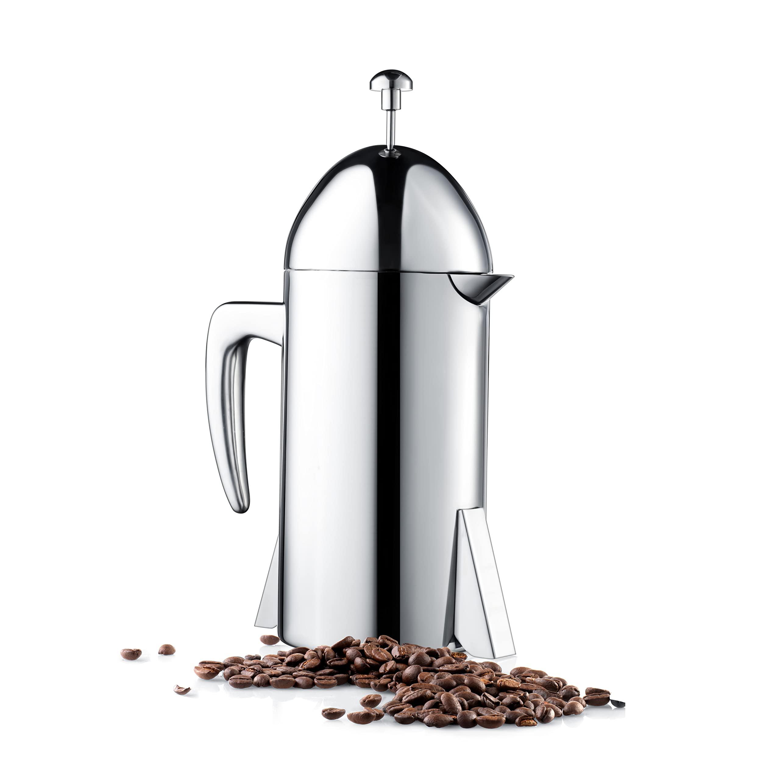 francois et mimi custom-style double wall french coffee press, 34-ounce, stainless steel (modern)