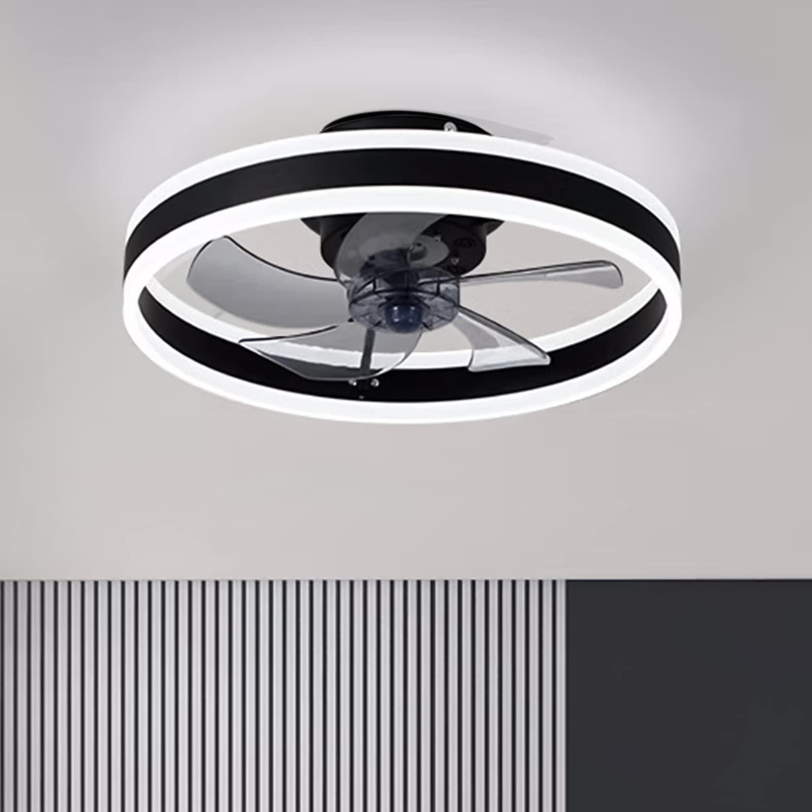 a million modern ceiling fan with light, low profile flush mount ceiling fan with led light 3 speed 3 color change, remote co