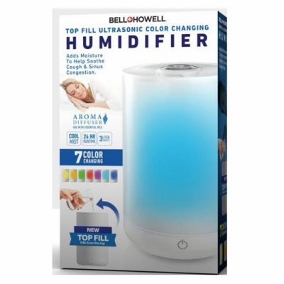 Bell + Howell 7105 Cool Mist Ultrasonic Humidifier, Aroma Diffuser, Changes Colors, 1-Gallon - Quantity 1