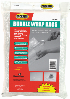 Supply Side Usa SS-297 Bubble Pack Bags, 7.25 x 11-In., 6-Pk.