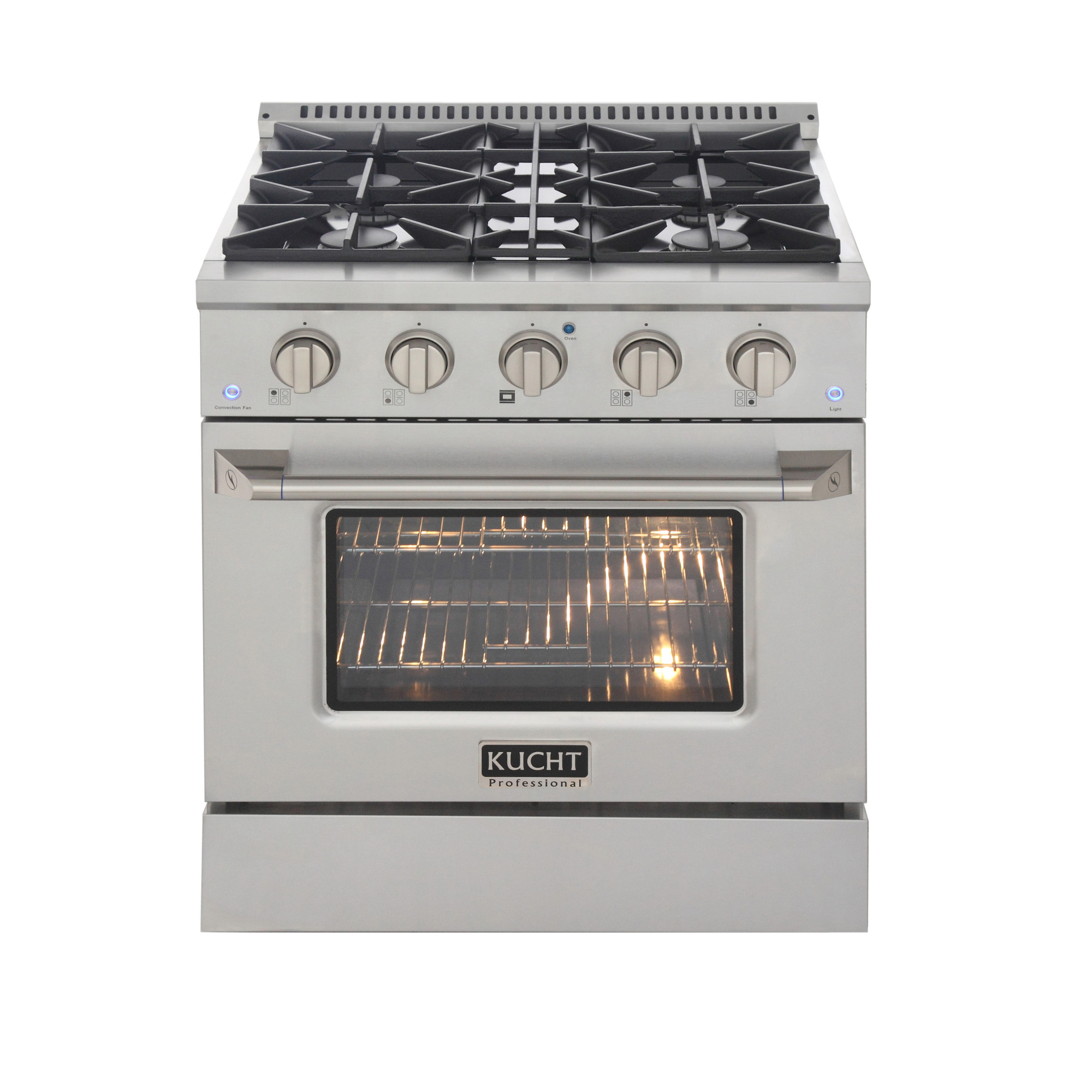 KUCHT Professional 30 in. 4.2 cu. ft. Natural Gas Range with Sealed Burners and Convection Oven in Stainless Steel