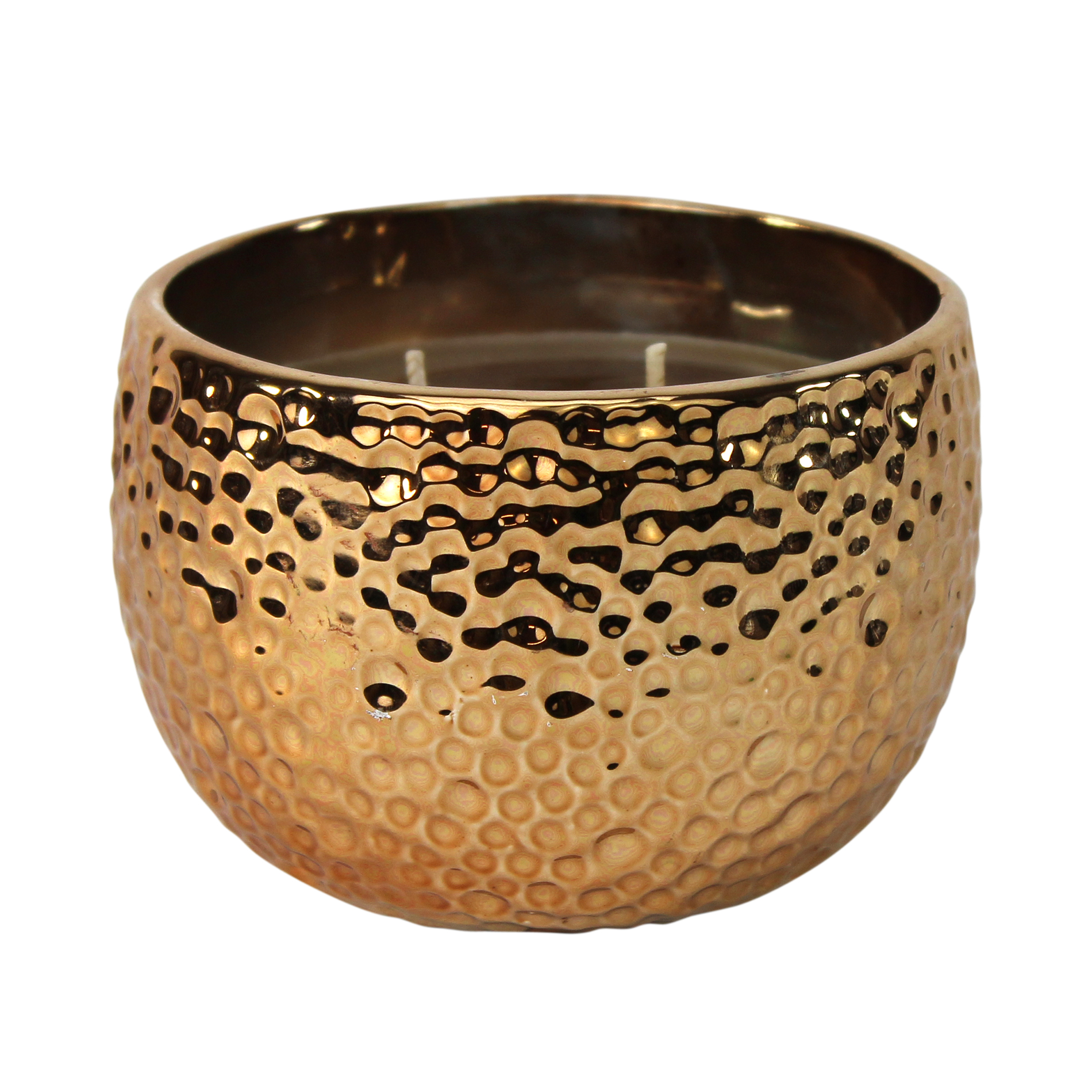 9 Oz. Metallic Hammered Ceramic Poured Candle - Honey Bourbon