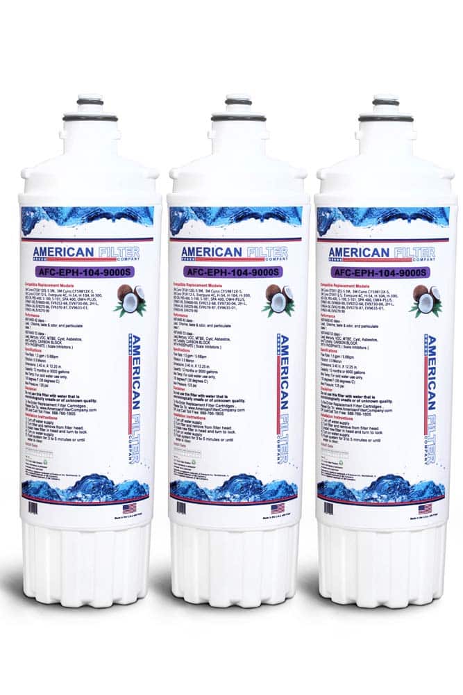 American Filter Company AFC Brand , Water Filter , Model # AFC-EPH-104-9000S , Compatible to EverPure® EV9273-77 - Made in U.S.A - 3 Filters