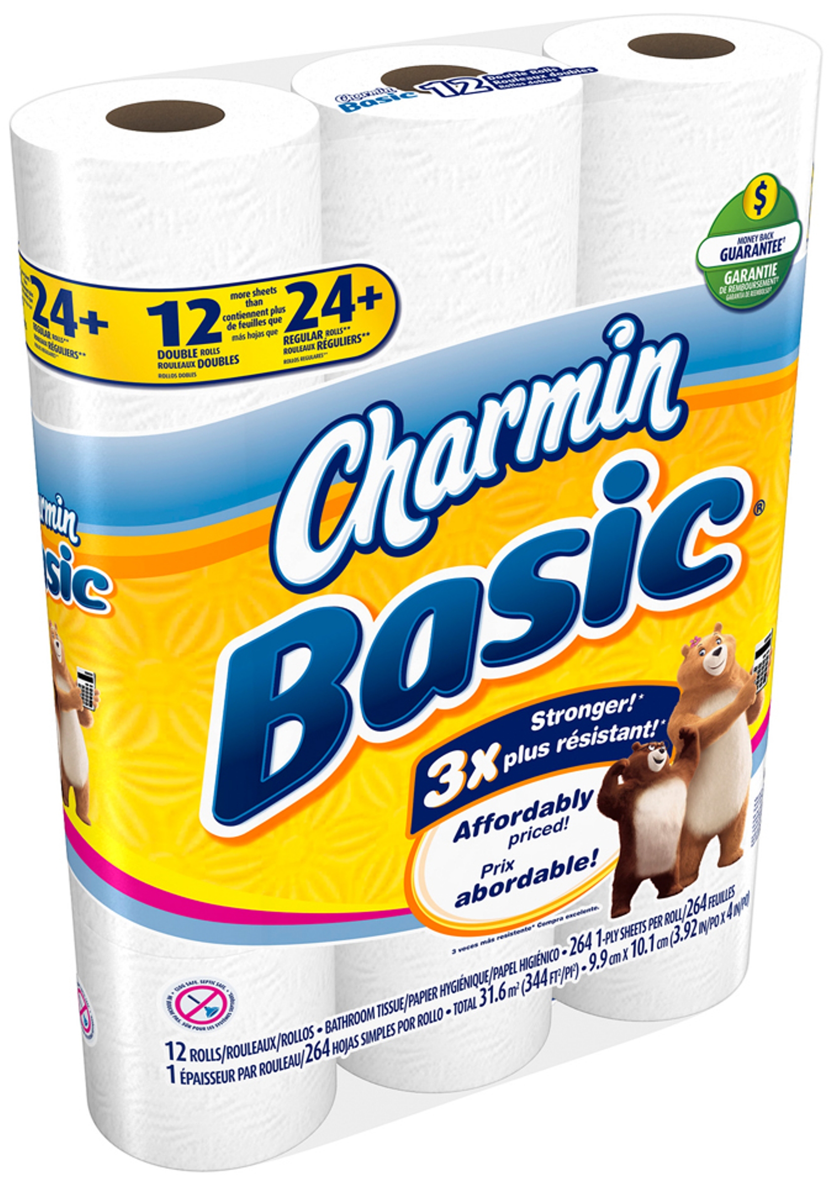 Charmin Basic® 1-Ply Double Rolls Toilet Paper 12 ct Pack