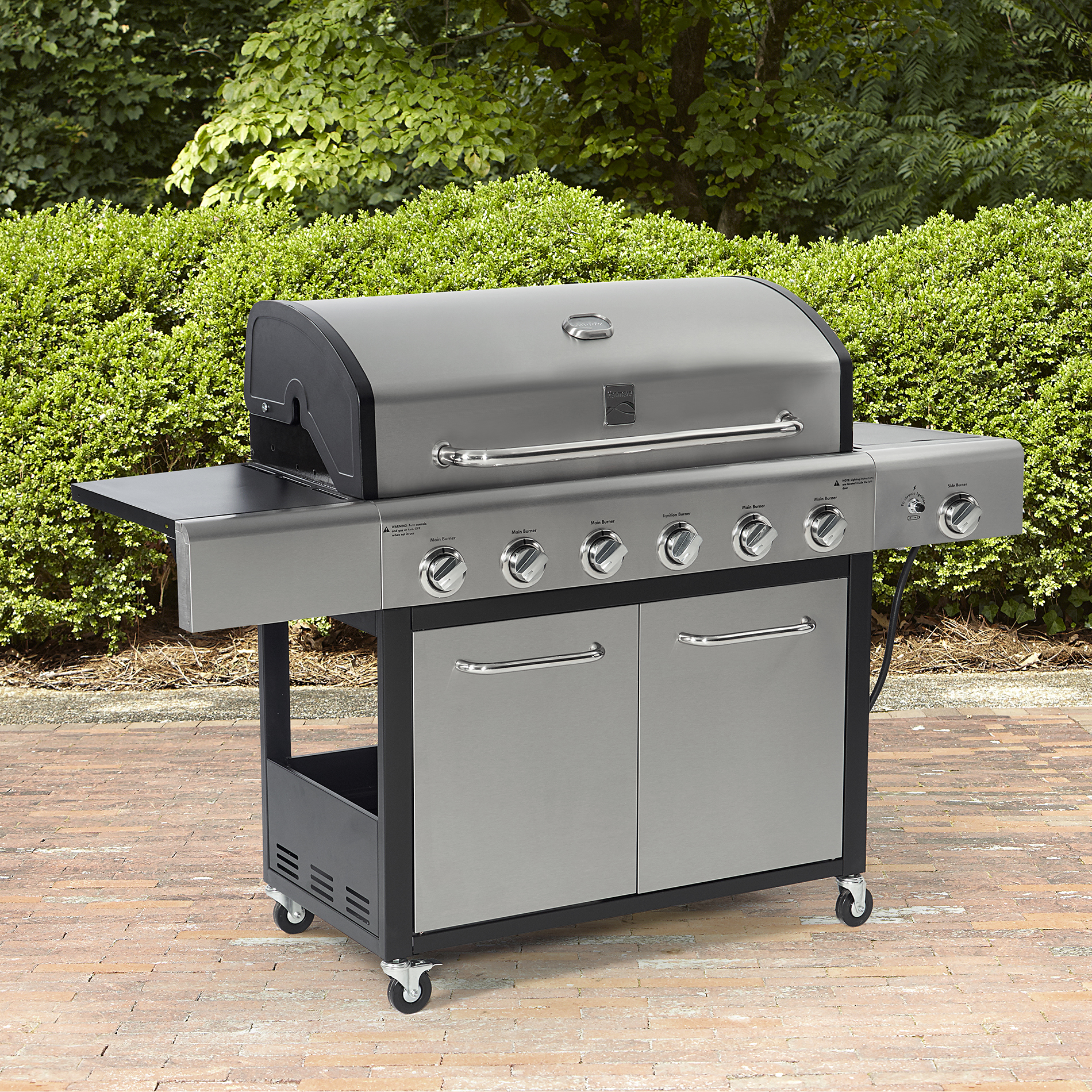 Kenmore 6-Burner LP Gas Grill with Side Burner - Black/Stainless Steel