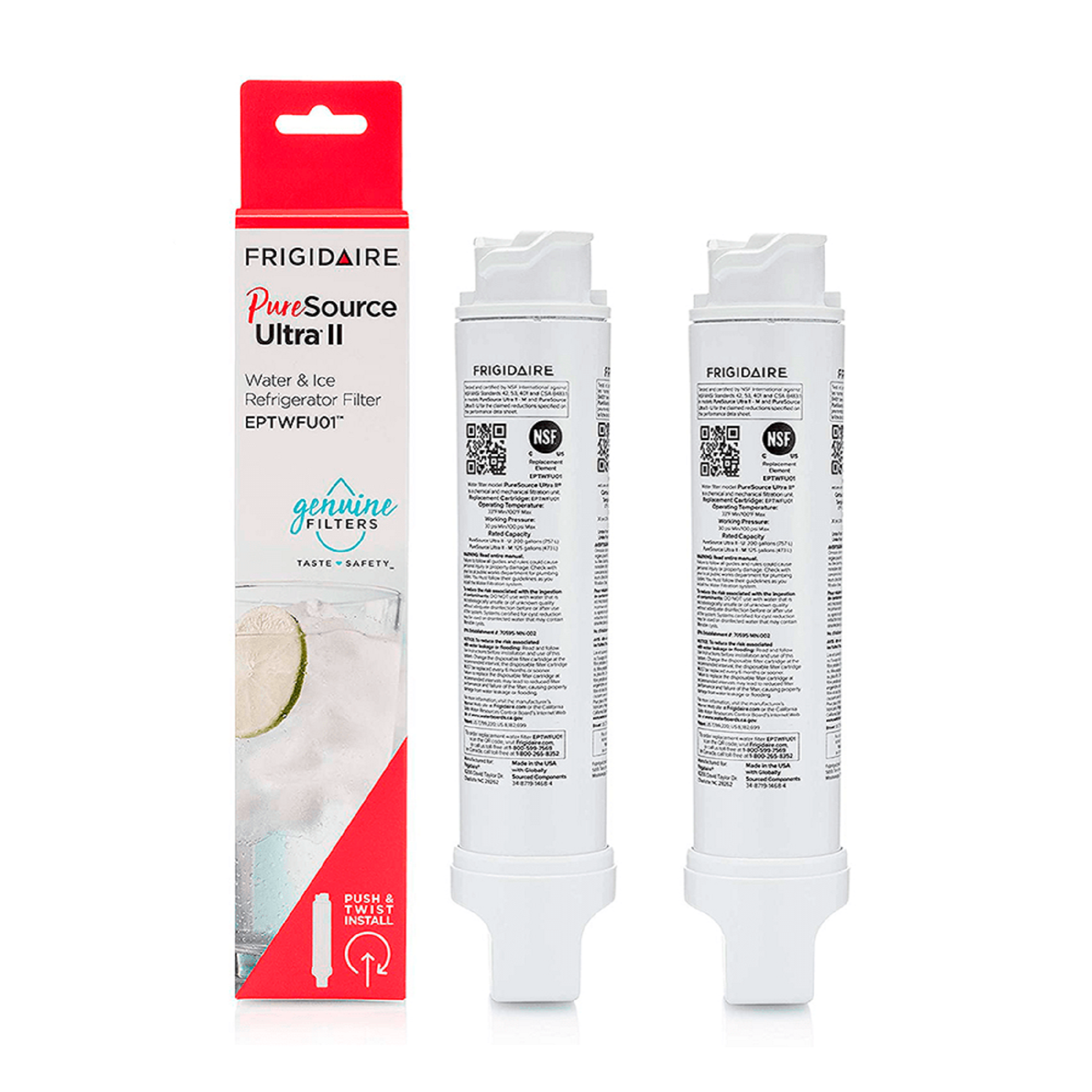 Frigidaire 2pack EPTWFU01 Frigidaire Pure Source Ultra II Replacement Ice & Water Filter