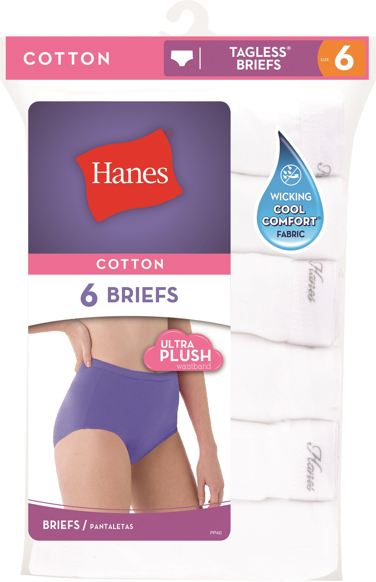 Hanes Women’s Underwear 6 Pack Cotton Briefs White