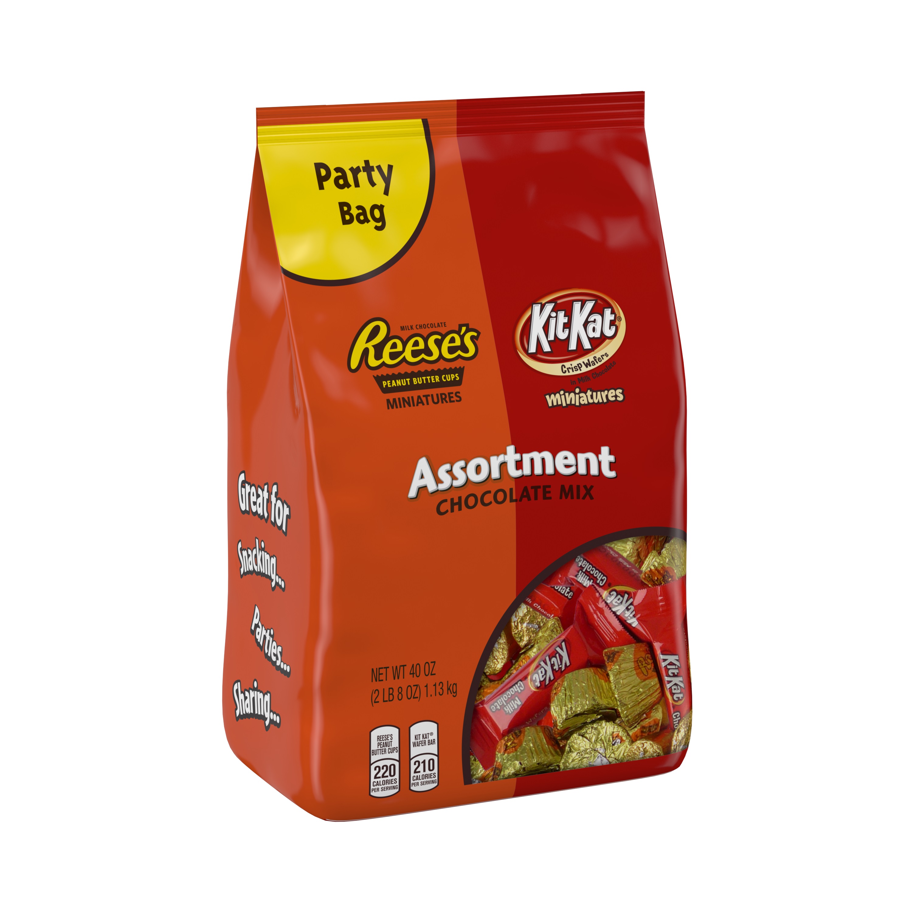 Hershey's Assortment, Reese's Peanut Butter Cups Miniatures, Kit Kat Crisp Wafers Minis, 40 oz