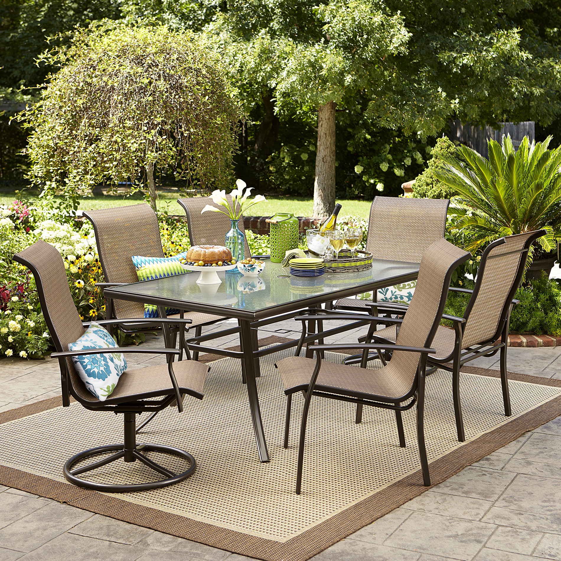 Garden Oasis Harrison 7 pc. Textured Glass-Top Dining Set