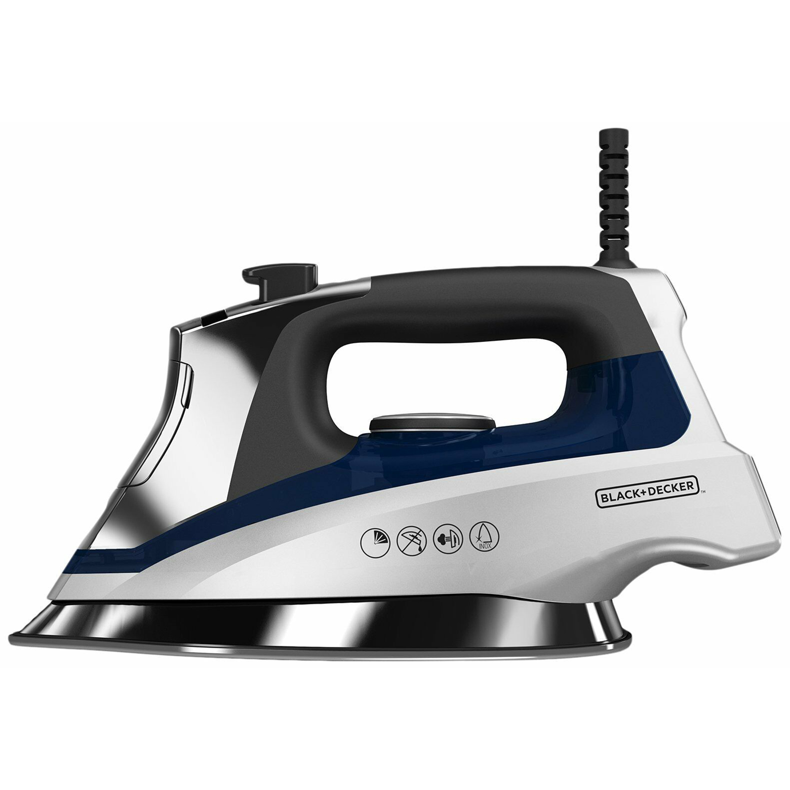 BLACK+DECKER D3030 Allure Steam Iron with Stainless Steel Soleplate – Blue and Silver