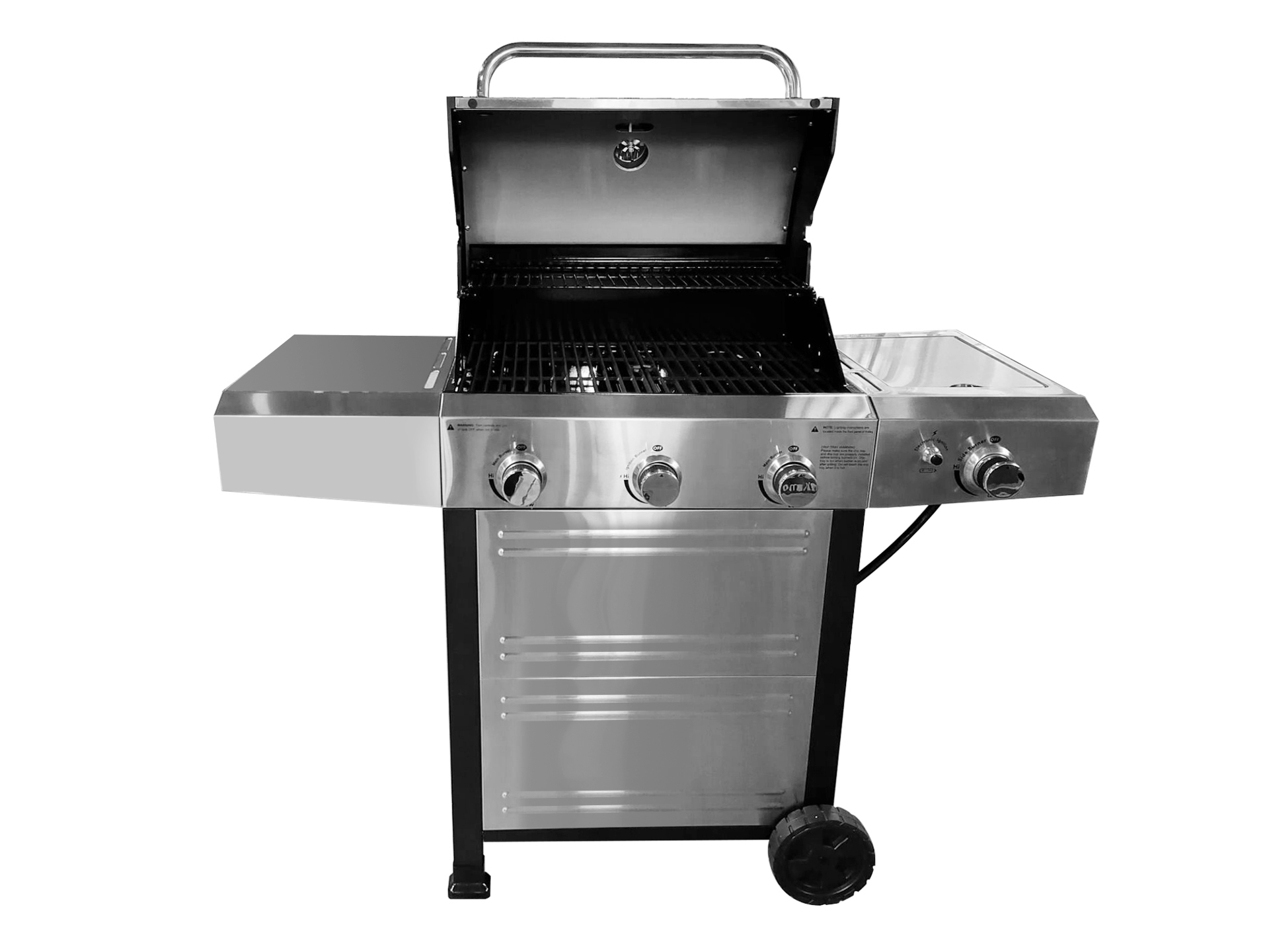 RINKMO 3 Burners with Side Burner Gas Grill - Silver