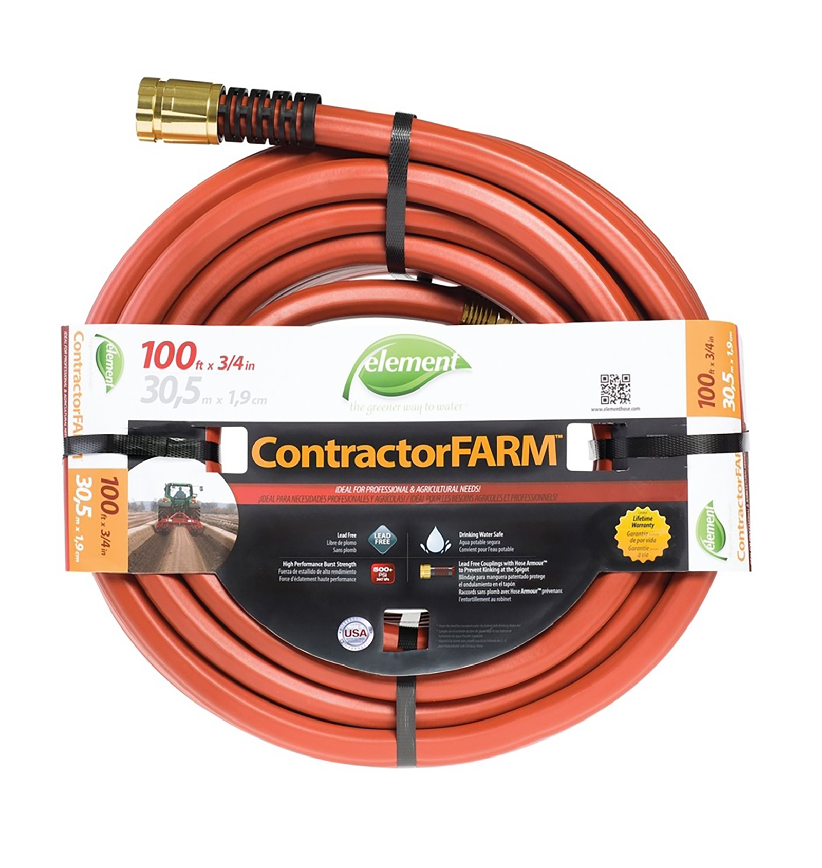 Element ELCF34100 3/4" x 100' Contractor Farm Garden Hose