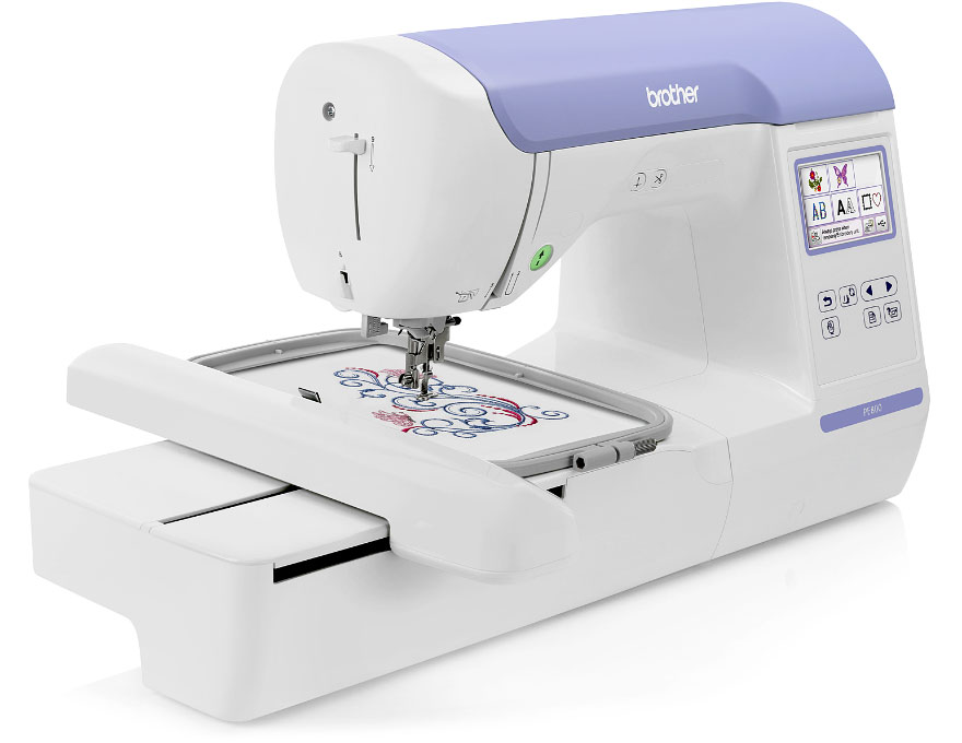 Brother PE800 5”x7” Embroidery Machine with Color Touch LCD Display, USB Port, 11 Lettering Fonts, and 138 Built-in Designs