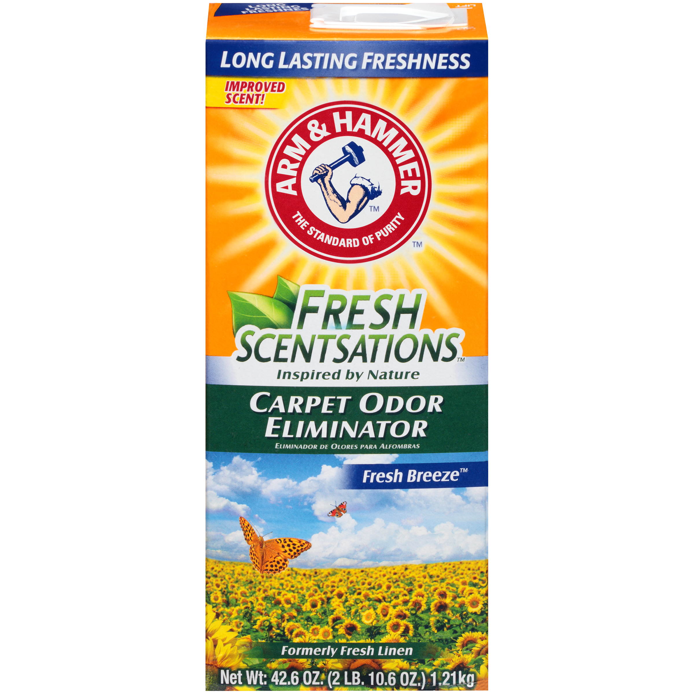 Arm & Hammer Odor Eliminator, Carpet, Fresh Linen, 42.6 oz (2 lb 10.6 oz) 1.21 kg