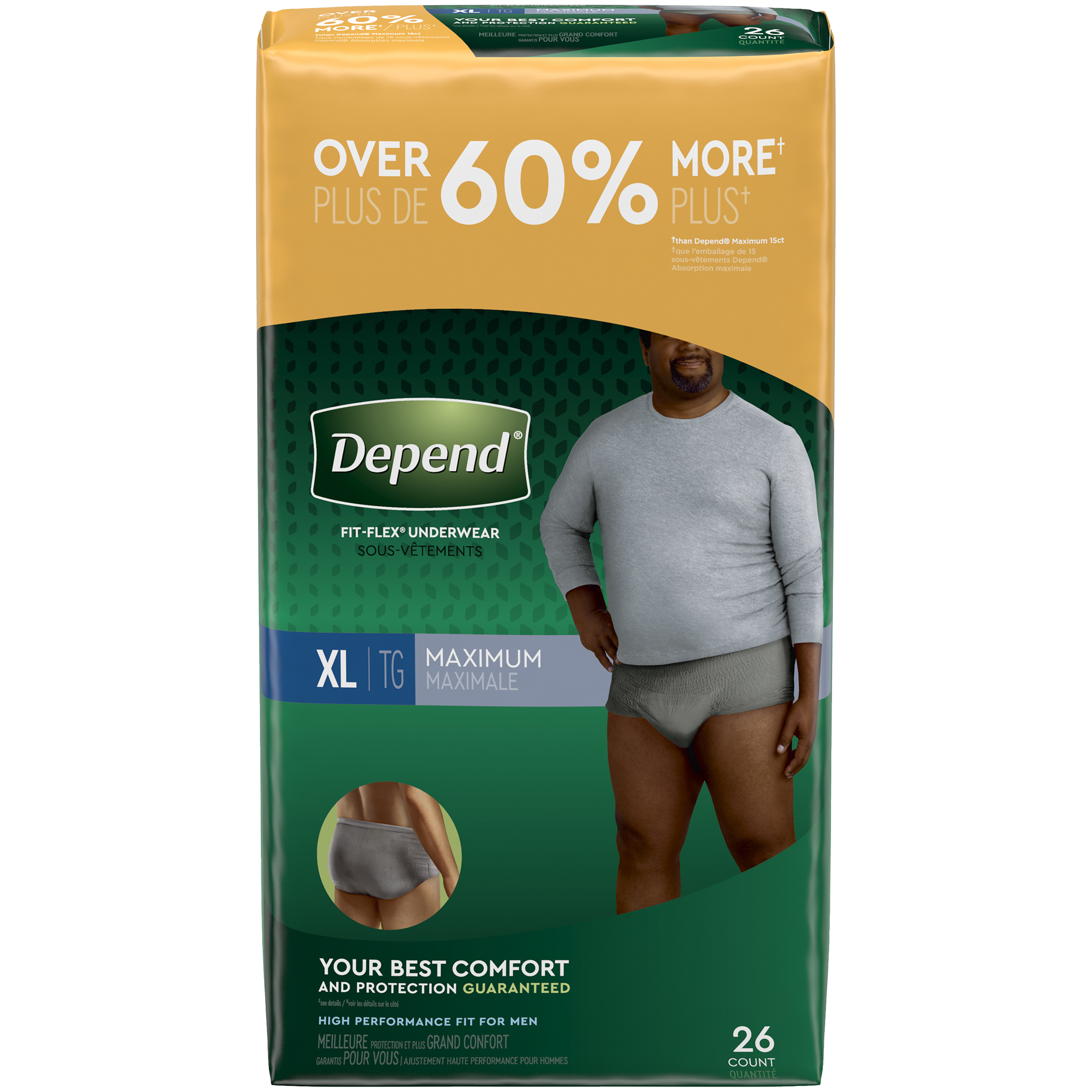 Depend Men's Fit-Flex Incontinence Underwear, XL, 26 Count