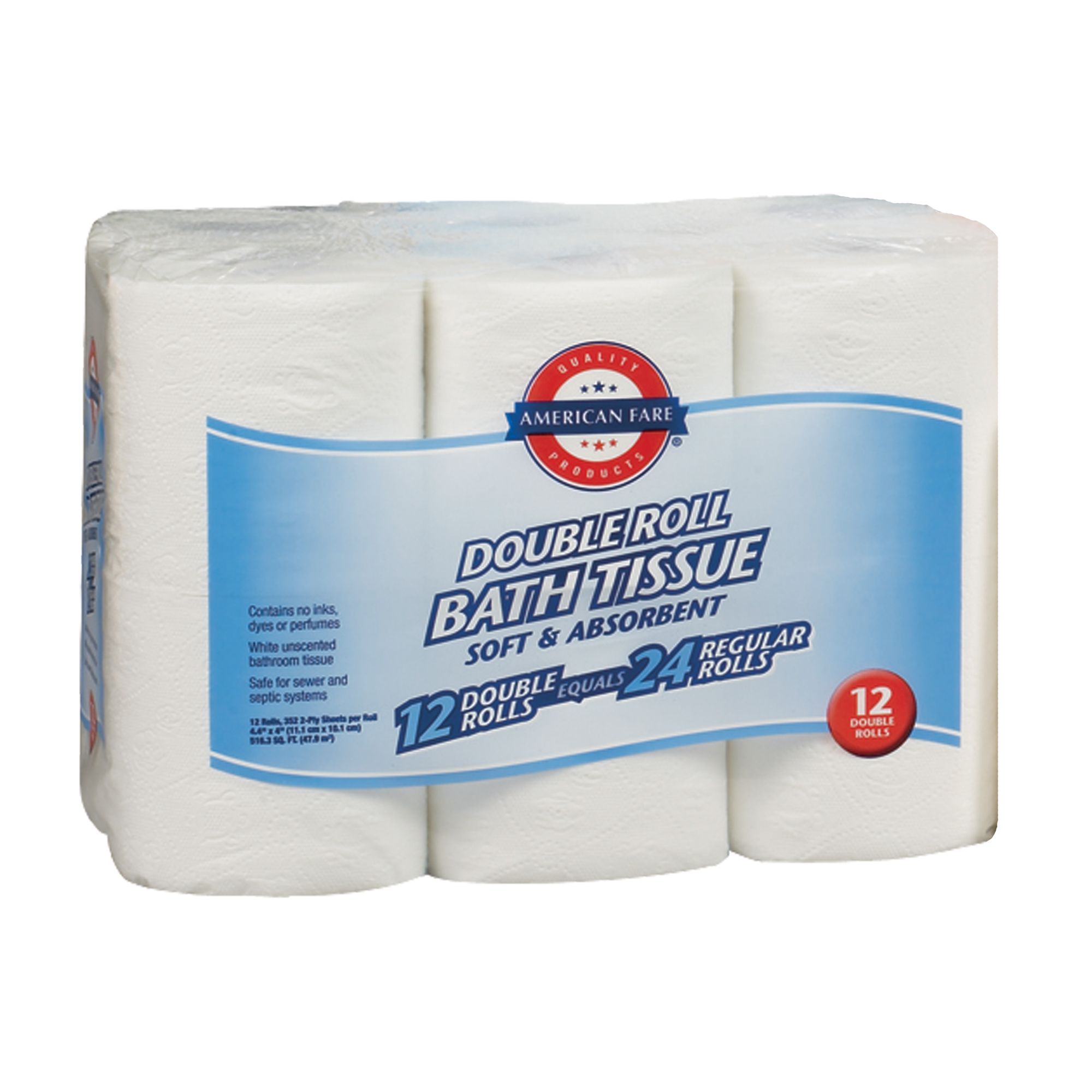 American Fare Double Roll Toilet Tissue 2-ply 12 pack