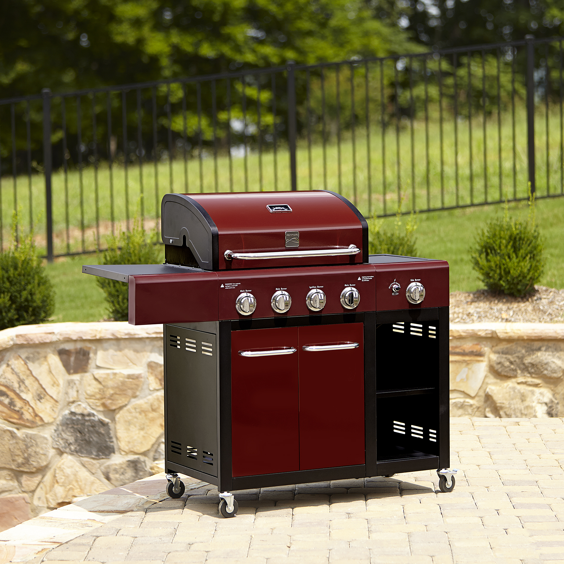 Kenmore 4-Burner Red LP Gas Grill with Storage