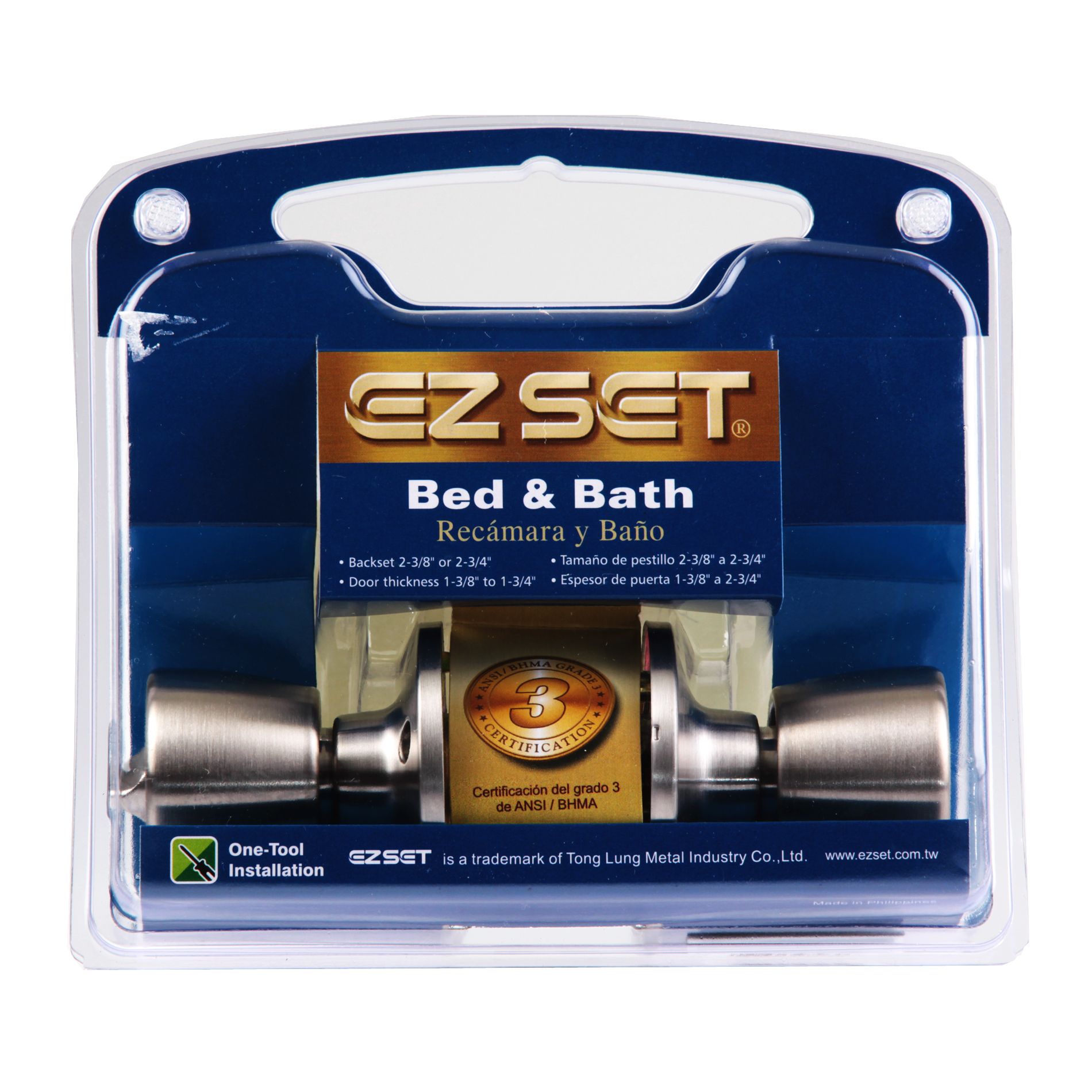 EZSet Bed & Bath Silver Door Knob