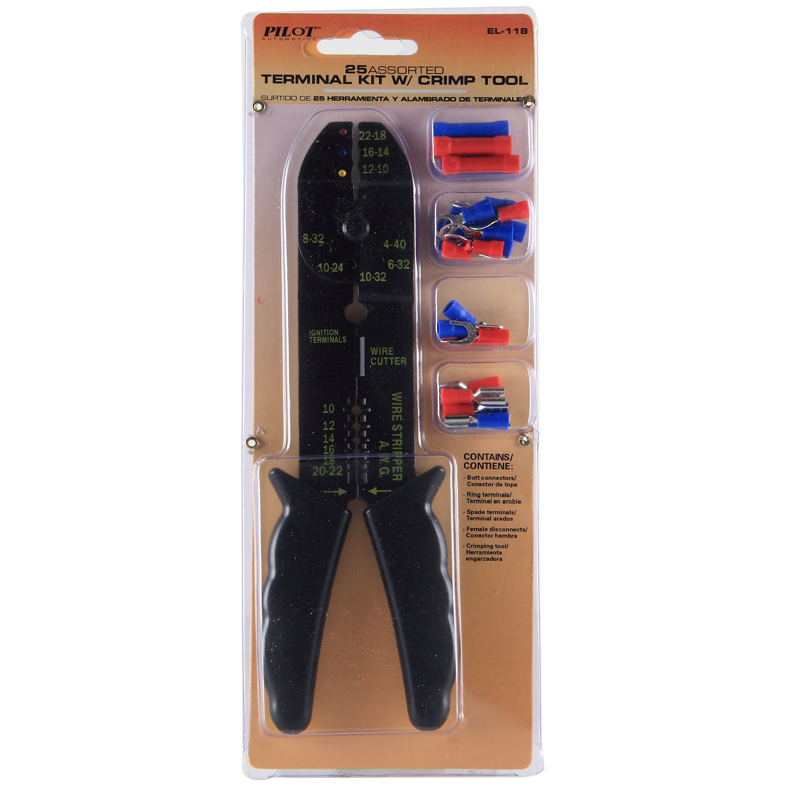 25 pc assorted terminal kit w/ crimping tool