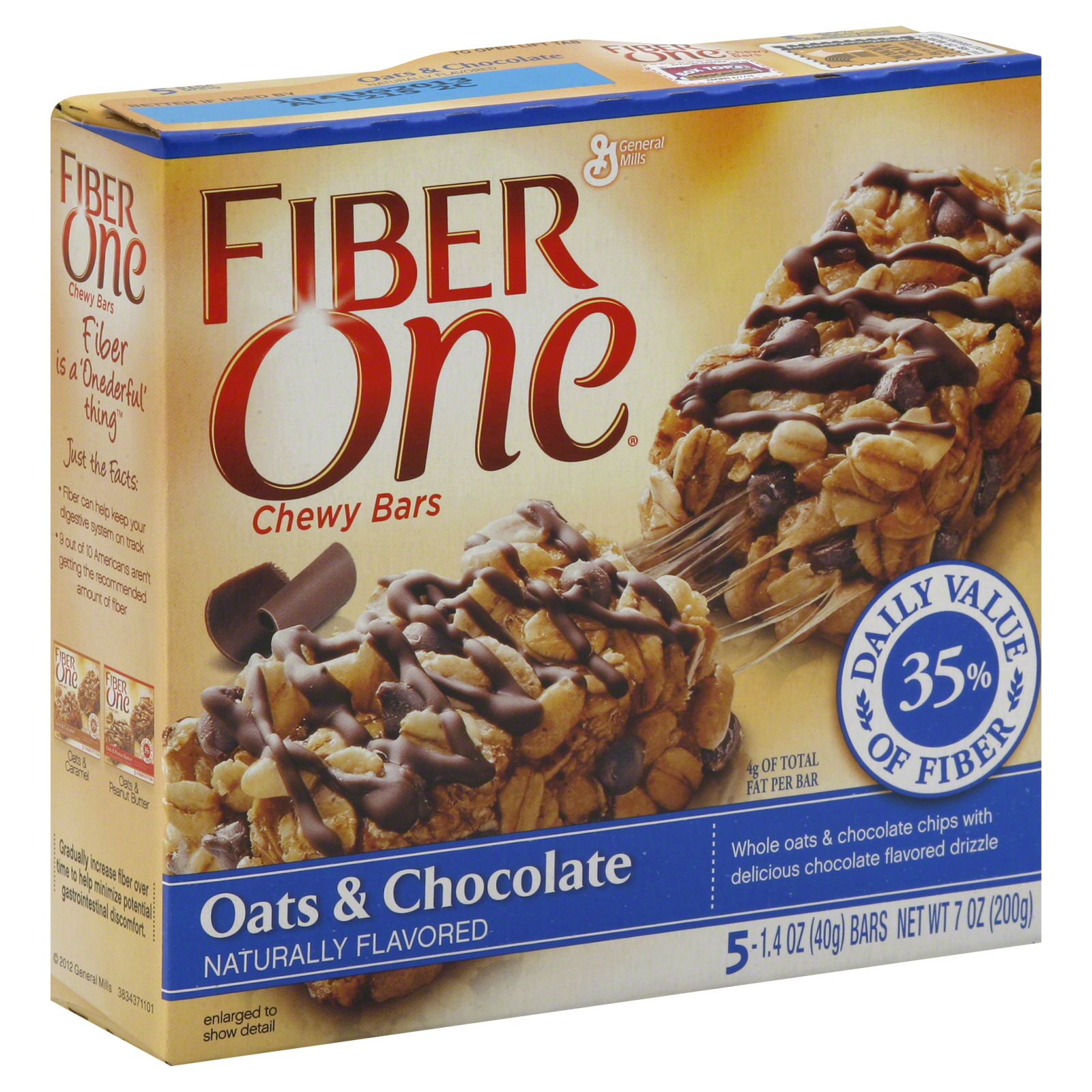 General Mills Fiber One Chewy Bars, Oats & Chocolate, 5 - 1.4 oz (40 g) bars [7 oz (200 g)]