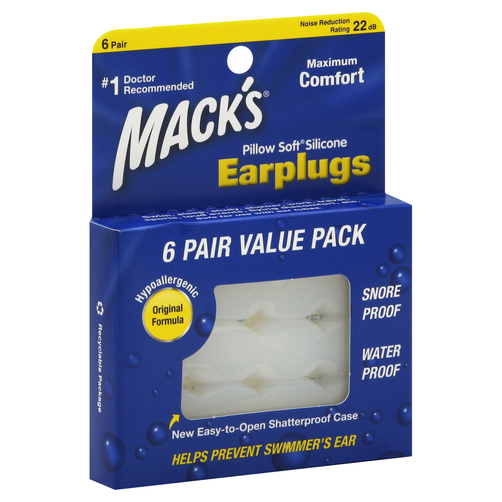 Mack's Pillow Soft Earplugs,Value Pack, 6 pair