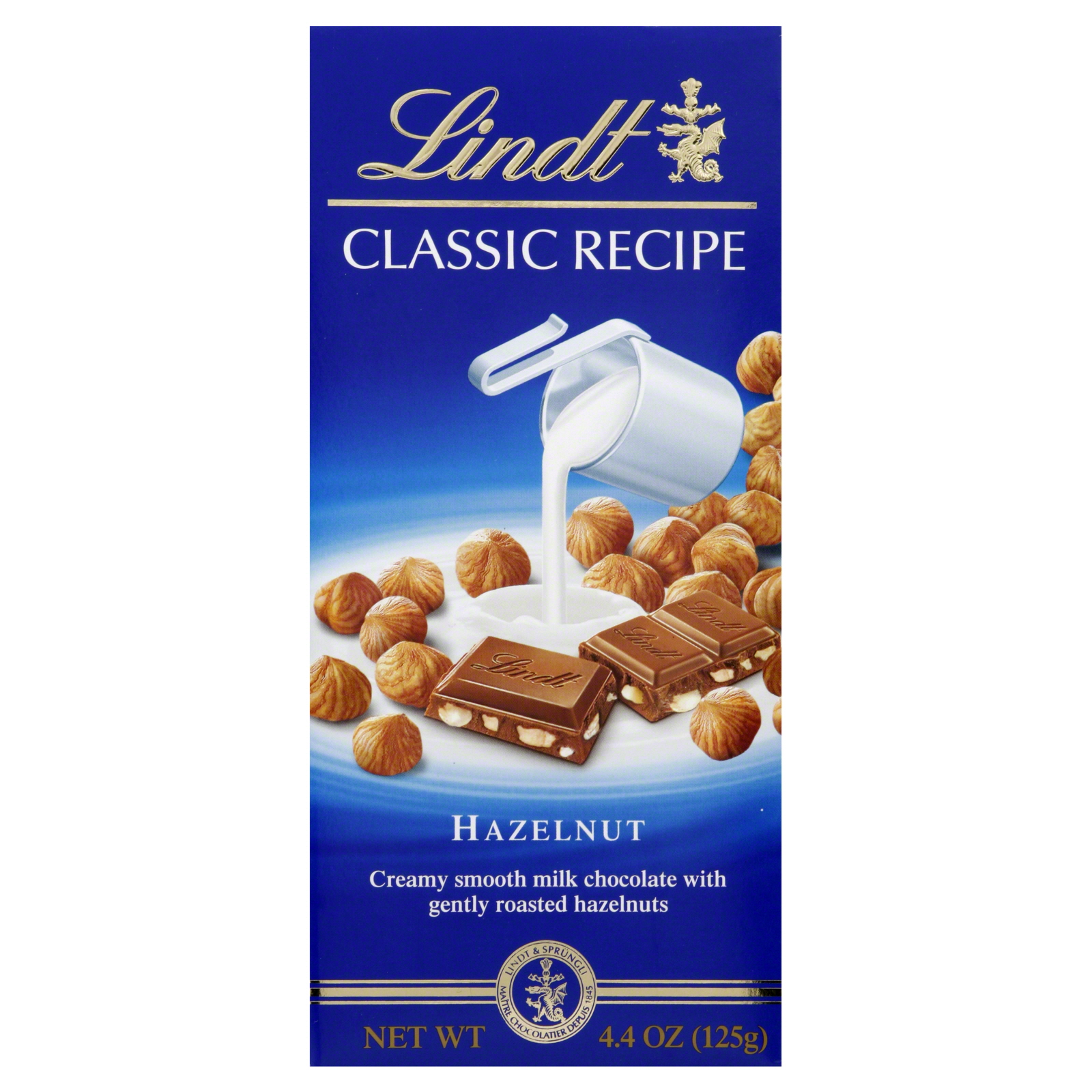 Lindt Classic Recipe Milk Chocolate, Hazelnut, 4.4 oz (125 g)