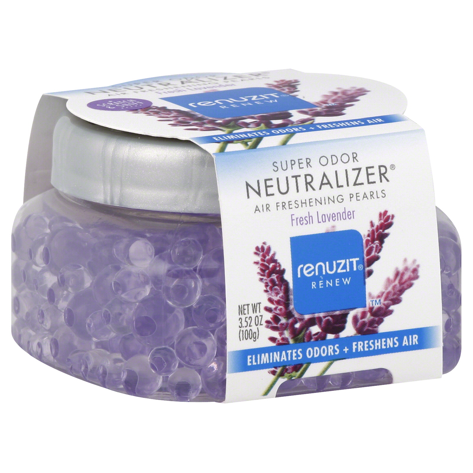 Renuzit Super Odor Neutralizer Air Freshening Pearls, Fresh Lavender, 3.52 oz (100 g)