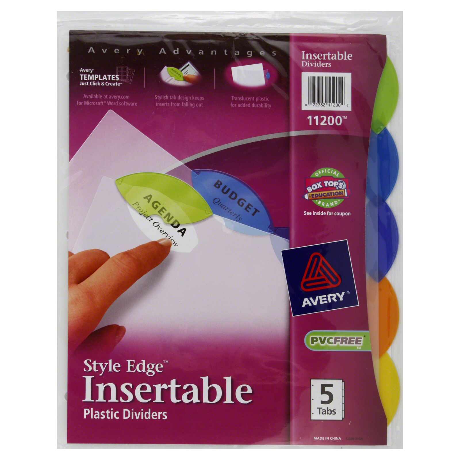 Avery Advantages Plastic Dividers Insertable Style Edge 5 dividers