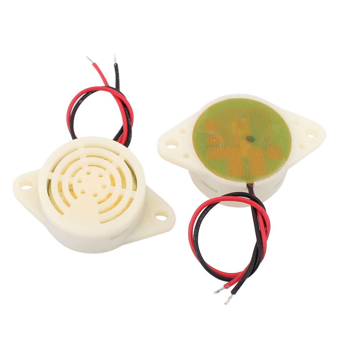 Unique Bargains 2 Pcs DC 3-24V 12V 2-Wired Continuous Active Electronic Buzzer Alarm Off-White